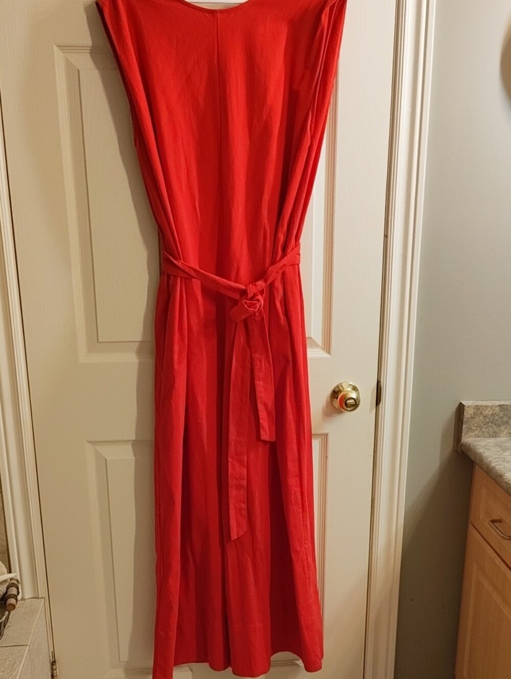 APRICOT Red Sleeveless Belted Jumpsuit